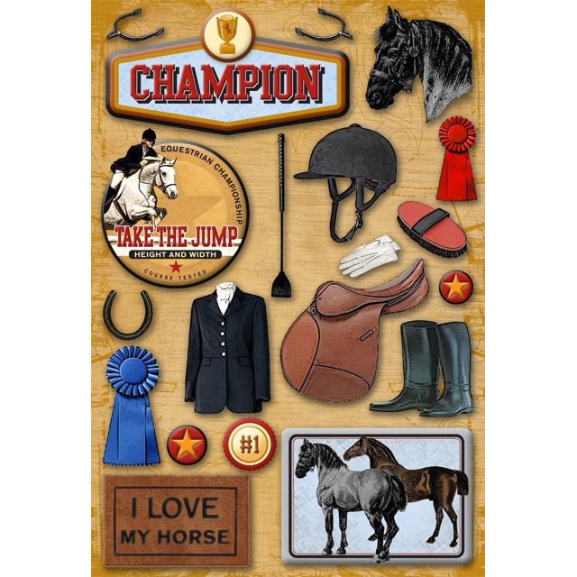 Acid and Lignin Scrapbooking Sticker Sheet, Equestrian