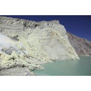 Acidic crater lake Kawah Ijen volcano Java Indonesia Canvas Art - Richard RoscoeStocktrek Images 18 x 12