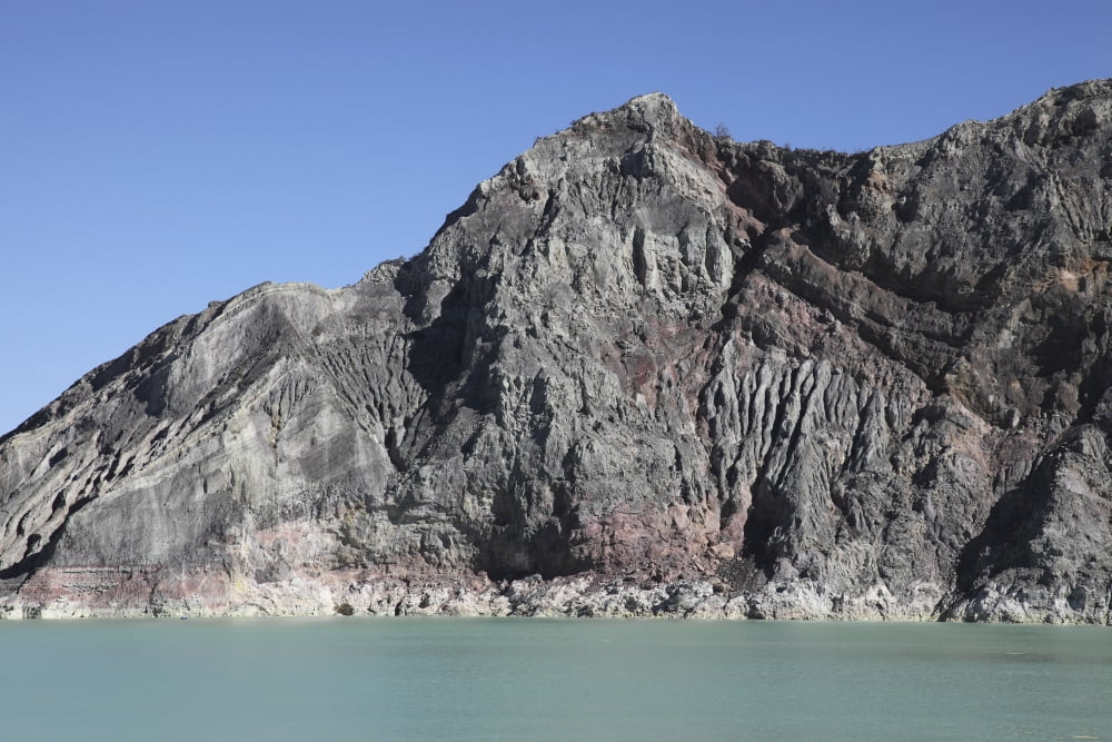 Acidic crater lake Kawah Ijen volcano Java Indonesia Canvas Art - Richard RoscoeStocktrek Images (35 x 23)