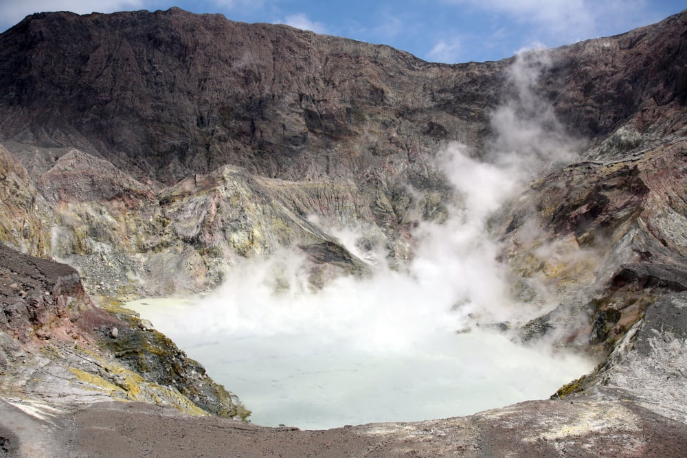 Acidic crater lake White Island (Whakaari) volcano Bay of Plenty New Zealand Canvas Art - Richard RoscoeStocktrek Images (35 x 23)