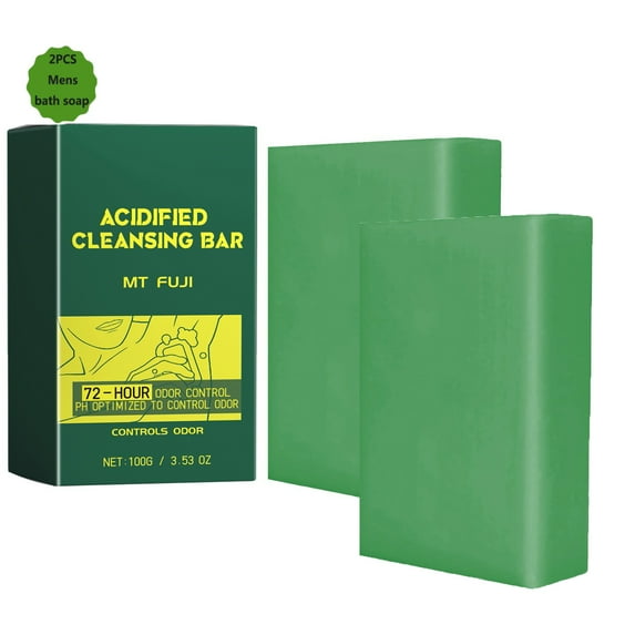 Acidified Cleansing Bar, Mens Body Soap, Bath Soap Bars, Deeply Cleaning, Control Odor, Refreshing and Moisturizing the Skin (2pcs)