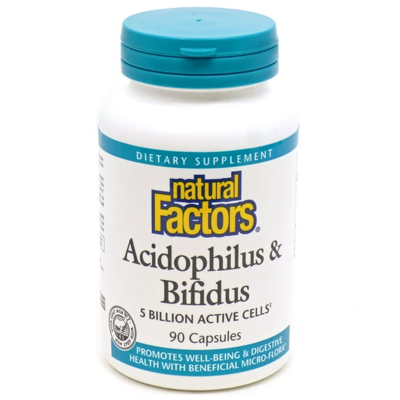 Natural Factors - Acidophilus & Bifidus, Promotes Well-Being & Digestive Health, 90 Capsules