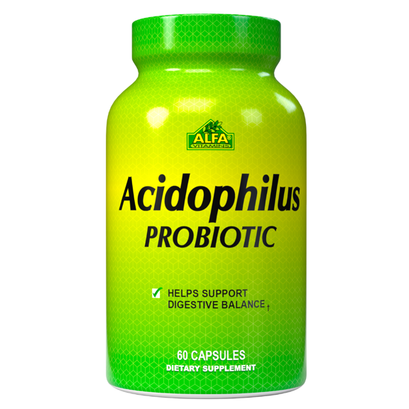 Acidophilus Probiotics by Alfa Vitamins - Lactose Intolerance - Digestive Balance - 60 Capsules