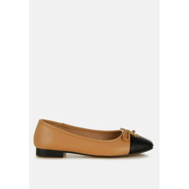 Acino Faux Leather Bow Detail Ballerinas