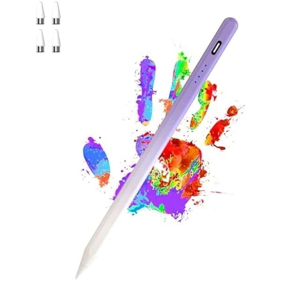 Acitve Stylus Pens for Touch Screens, iPad Pencil with 4 POM Tips Magnetic Stylus Pen for iPad/Pro/Air/Mini/Phone/Samsung/Huawei/Lenovo/iOS/Android and Other Smartphone Devices - Purple