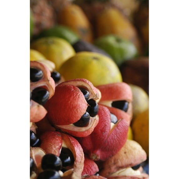Ackees And Other Fruits For Sale On Stall Negril Jamaica. Poster Print