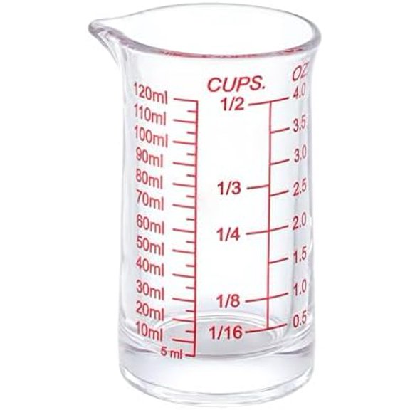 Ackers 4oz Glass Measuring Cup – Shot Glass with Ounce,Ml,Cups Markings for Kitchen & Bar(Red Line)