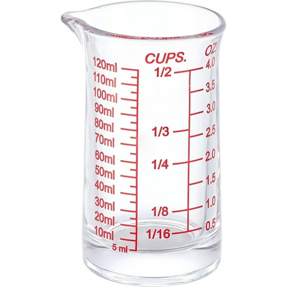 Ackers 4oz Glass Measuring Cup – Shot Glass with Ounce,Ml,Cups Markings for Kitchen & Bar(Red Line)