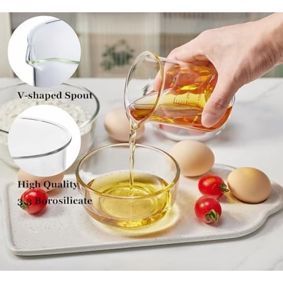 Ackers Glass Measuring Cup 1 Cup,8oz Borosilicate Liquid Measuring Cup with Spout