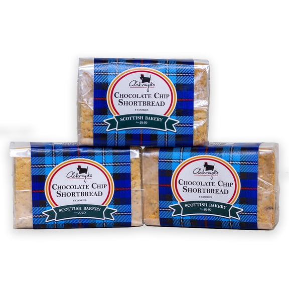 Ackroyd's Bakery Chocolate Chip Shortbread - 3 Packs of 8 Cookies