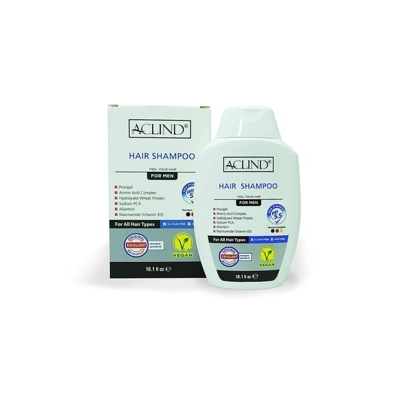 Aclind 10.1 Fl Oz. Hair Loss Shampoo - Shampoo for Thinning Hair and Hair Loss - Hair Growth Shampoo - Hair Loss Shampoo for Men - Hair Thinning Shampoo - German Brand - For All Hair Types - Aclind