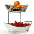 thumbnail image 1 of Acliys Fruit Bowl, 2 Tier Ceramic Fruit Basket, Serving Stand Serving Bowl with Metal Rack, Porcelain Kitchen Bowls for Fruit and Vegetable Storage Snack Nuts Dessert Cake Tray for Party Wedding, 1 of 9