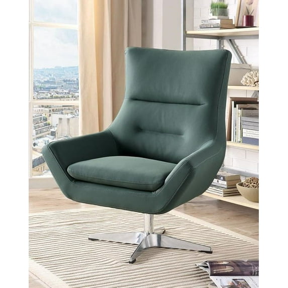 ACME Eudora Accent Chair, Green Leather Gel-Color:Green Leather-Gel,Quantity:1,Style:Contemporary