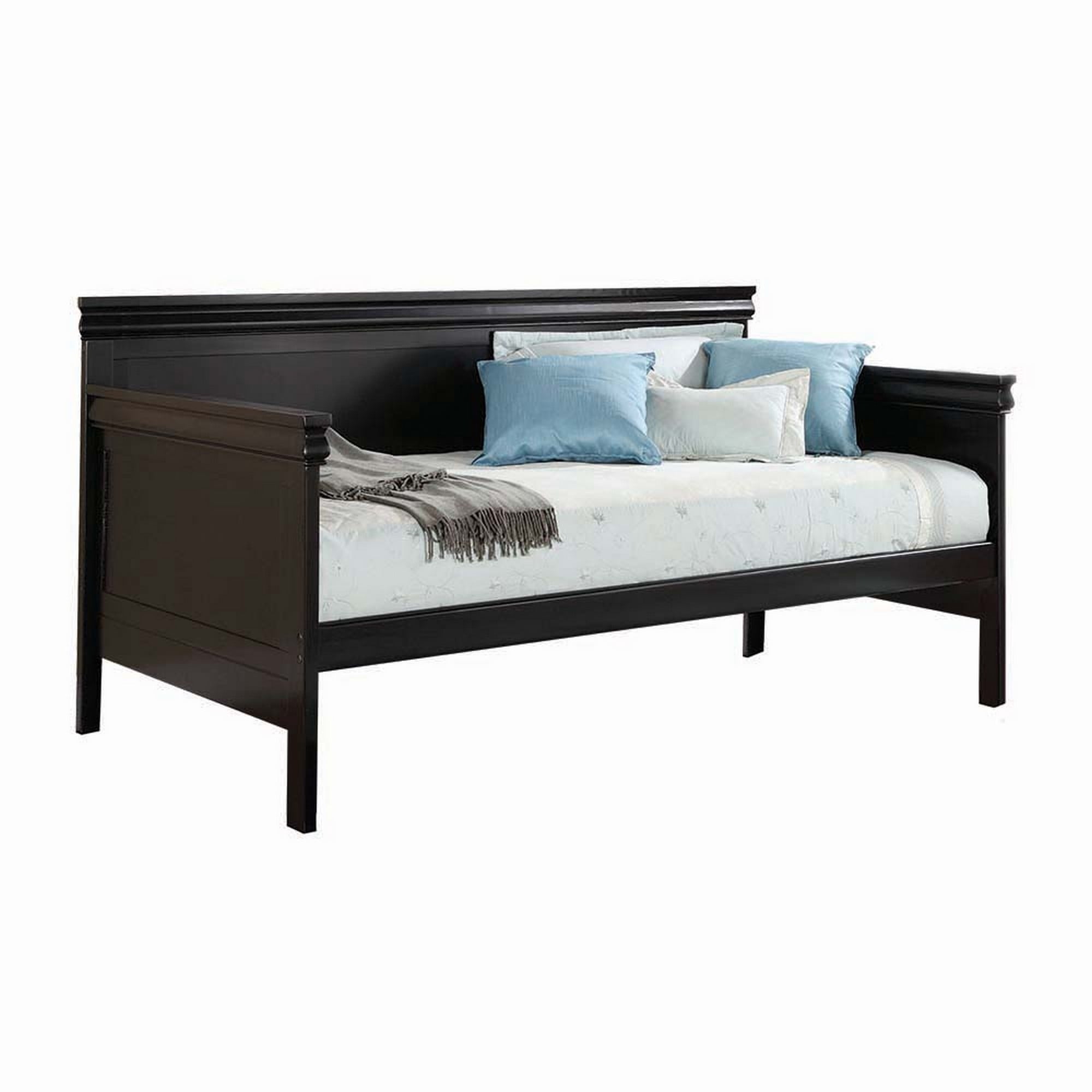 Bailee Black Wood Frame Daybed with Drawer and Slats