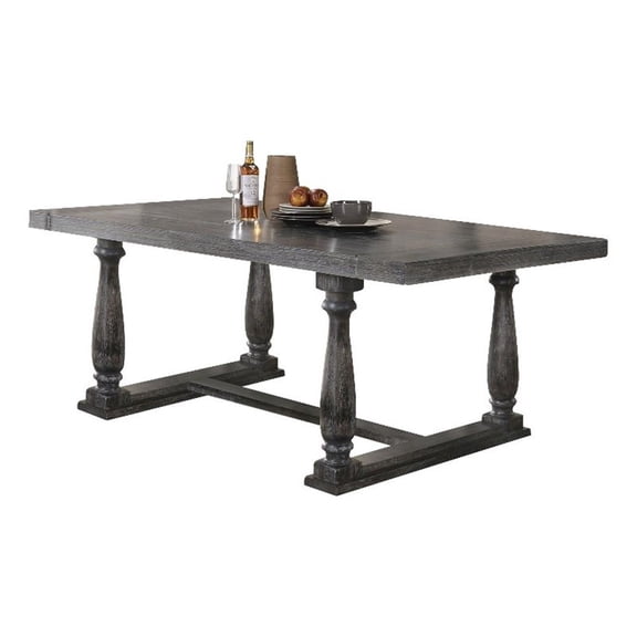 Acme Bernard Dining Table in Weathered Gray Oak Indoor