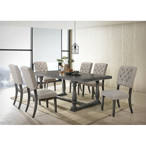Acme Bernard Dining Table in Weathered Gray Oak Indoor