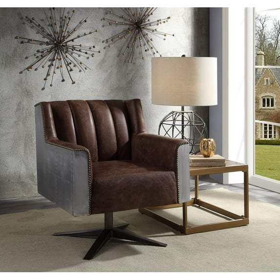 Brancaster - Office Chair Retro Brown Top Grain Leather & Aluminum