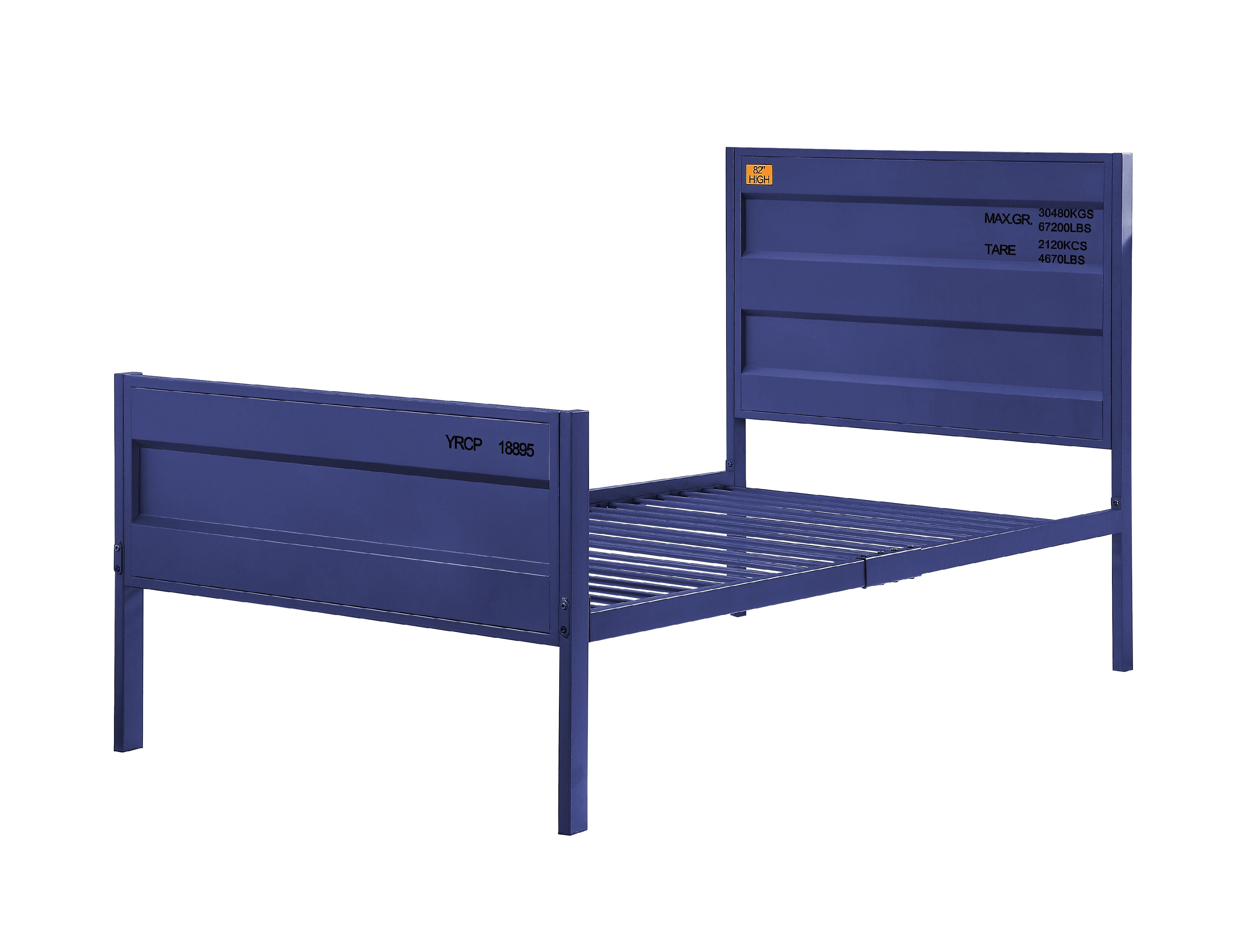Mission-Inspired Blue Full Bed with Wood & Metal Frame