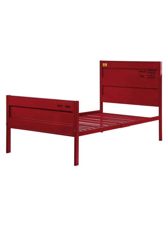 Acme Cargo Container Style Metal Twin Panel Bed in Red