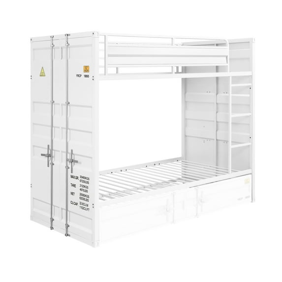 Acme Cargo Metal Frame Twin over Twin Bunk Bed, Multiple Colors