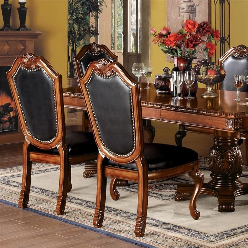Acme Chateau De Ville Black PU & Cherry Side Chair (Set-2), Location: Indoor