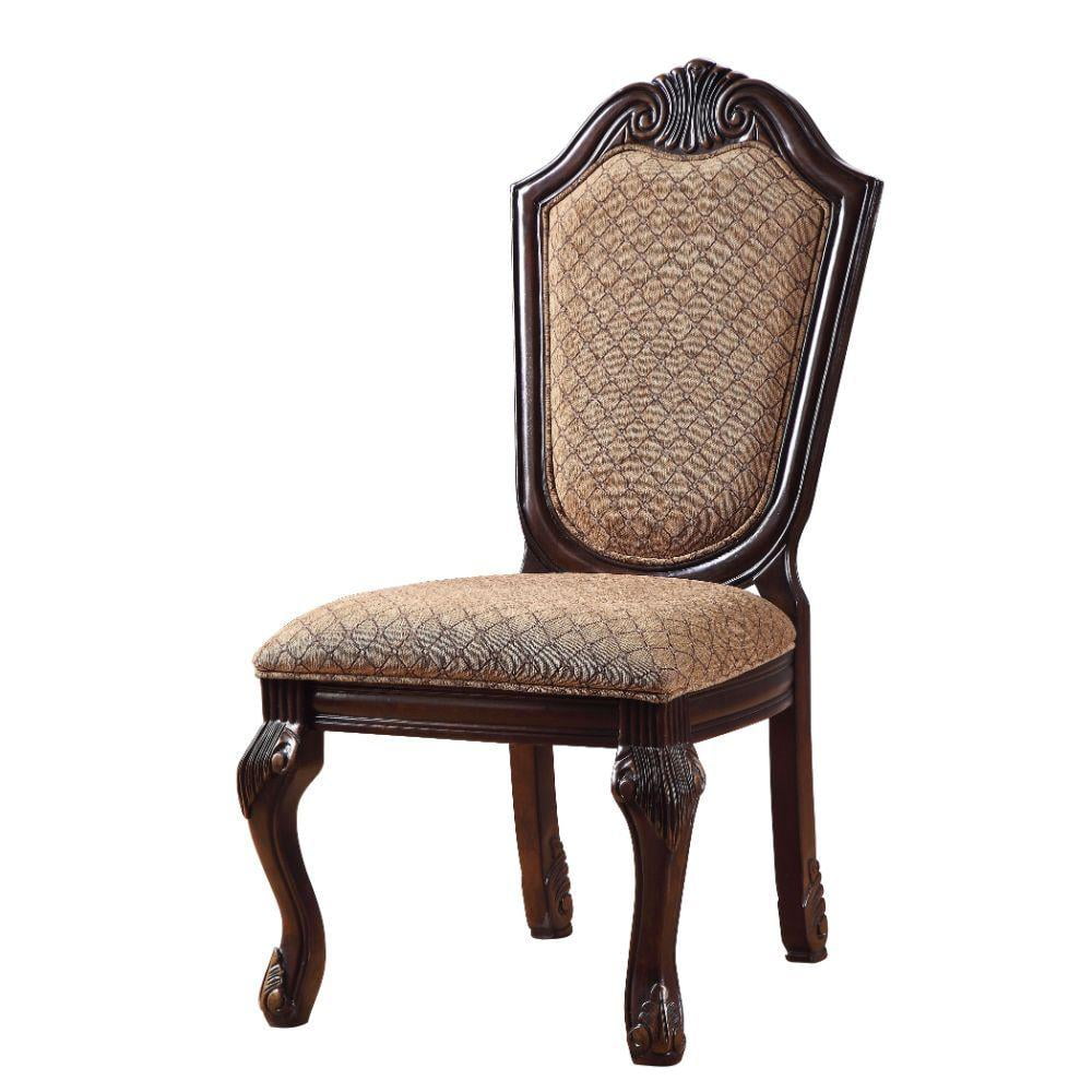 High Back White Upholstered Wood Side Chair