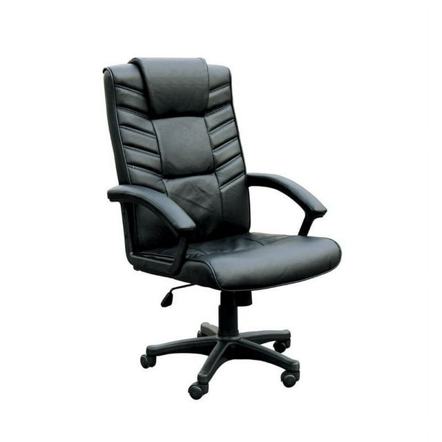 Acme Chesterfield Office Chair, Black Bonded Leather