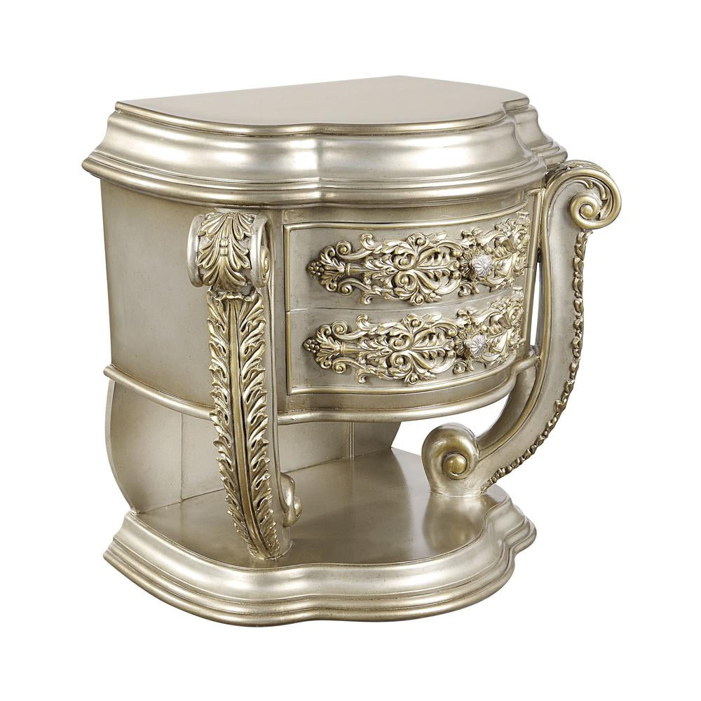 Danae 35" Champagne and Gold 2-Drawer Nightstand