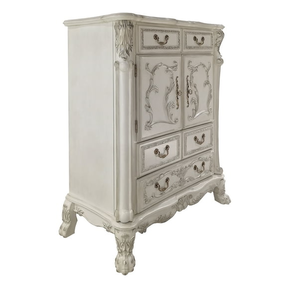 Acme Dresden 5-Drawer Wooden Chest with 2 Doors in Bone White Finish