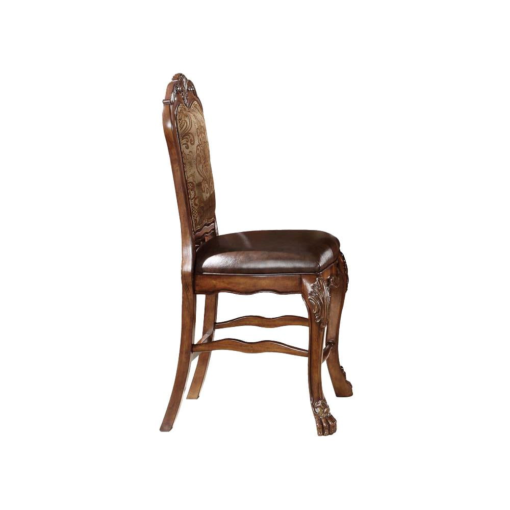 Brown Faux Leather Upholstered Wood Side Chair