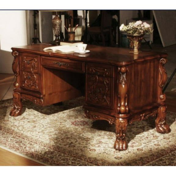 Acme Dresden Executive Desk, Cherry Oak