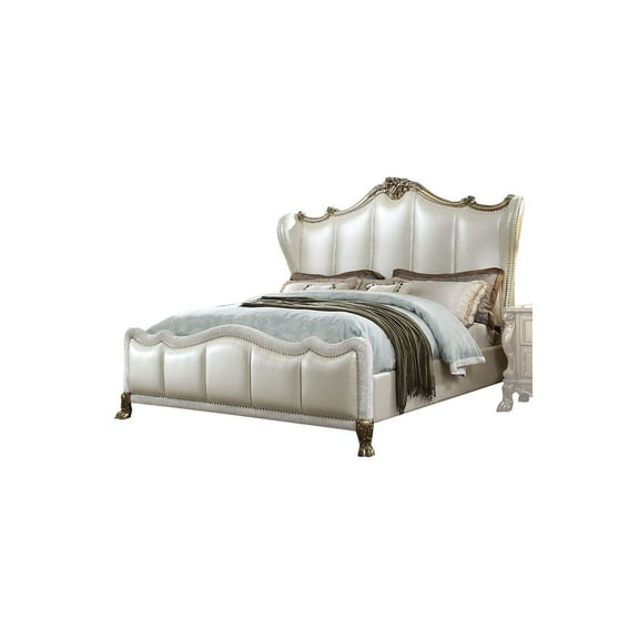 Acme Dresden II Bed in PU & Gold Patina, Multiple Bedsizes