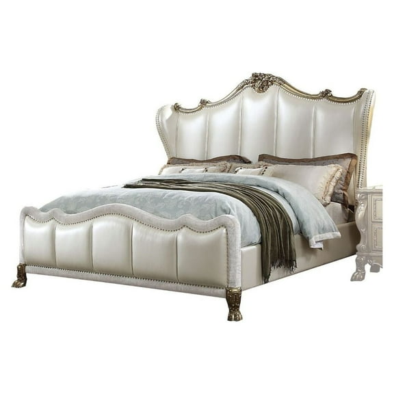 Acme Dresden II Bed in PU & Gold Patina, Multiple Bedsizes