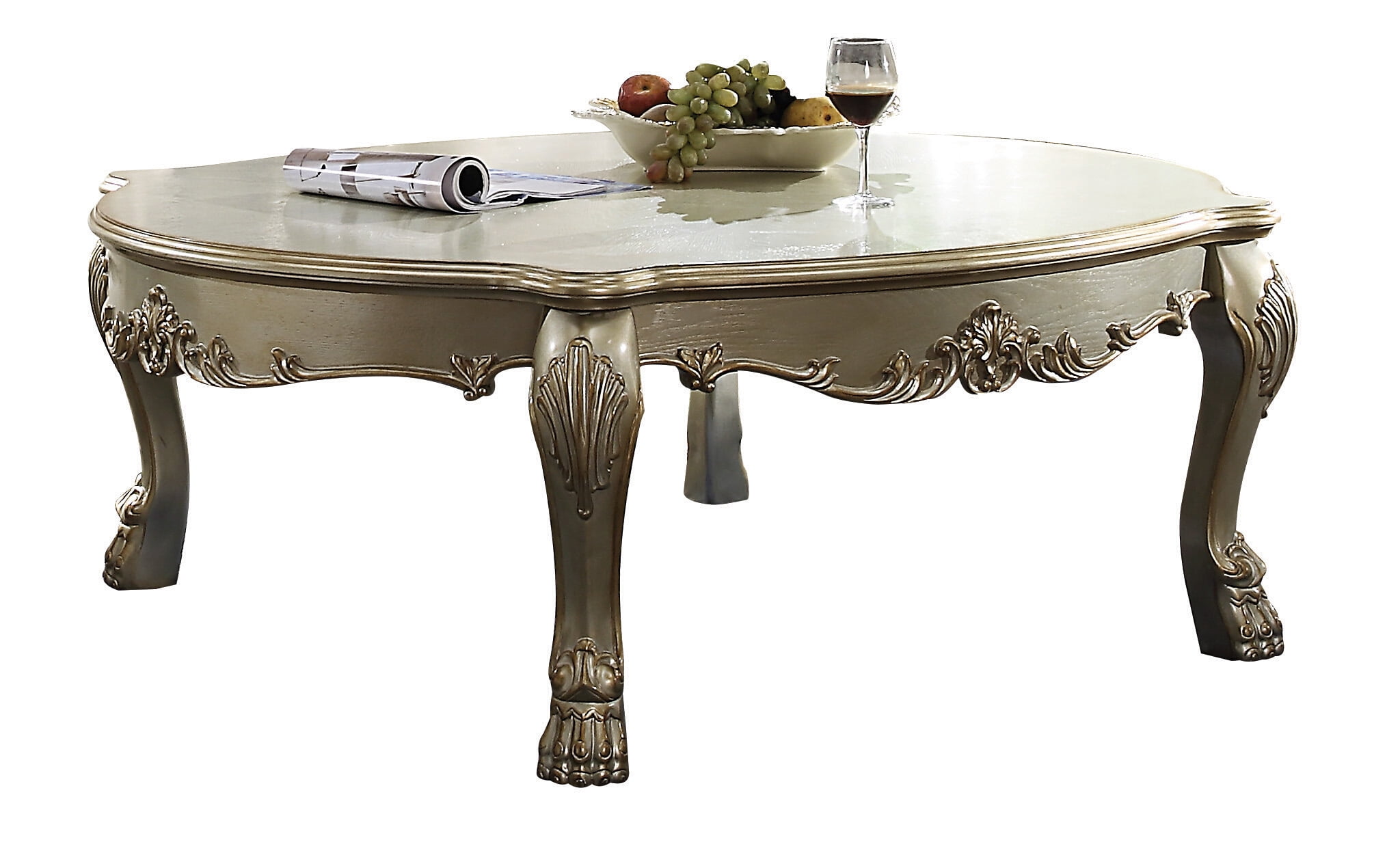 Dresden II Luxurious Antique Gold and Bone Square Coffee Table