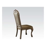 ACME Dresden Side Chair Set-2 in Bone Synthetic Leather/Fabric & Gold Patina
