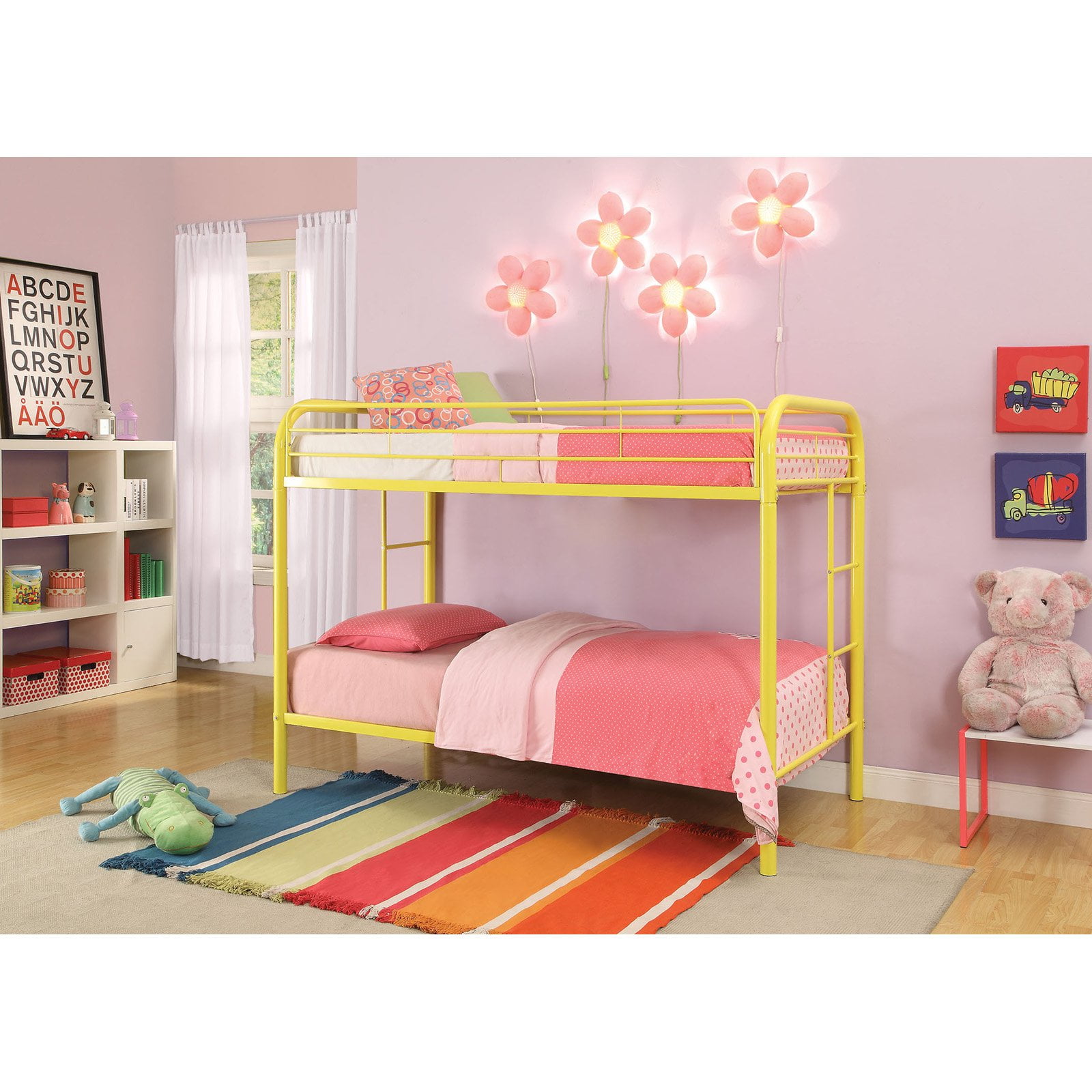 Acme Eclipse Twin Over Twin Metal Bunk Bed, Yellow