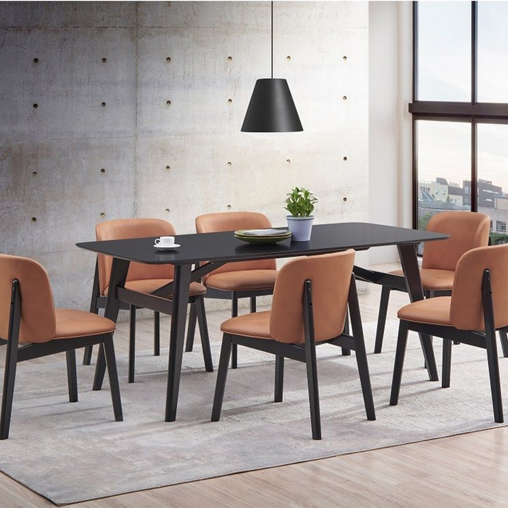 Acme Eliora Solid Wood Frame Rectangular Dining Table in Black Indoor ...