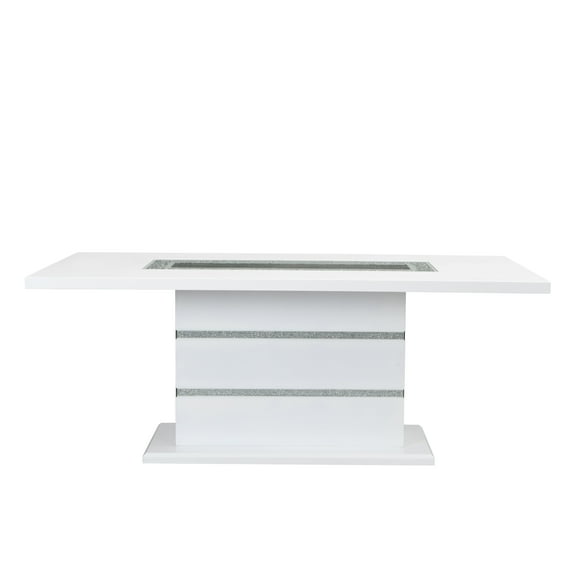 Acme Elizaveta Rectangle Wood Top Dining Table in Gray and White High Gloss Indoor