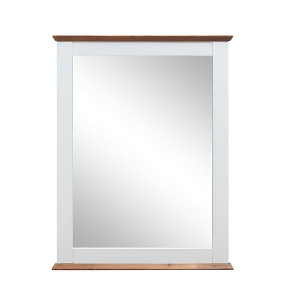 Acme Farah Rectangular Wooden Frame Mirror in White & Oak