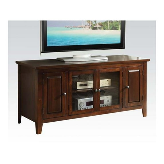 Acme Furniture 10346 Christella Glass Door TV Stand in Dark Chocolate Finish