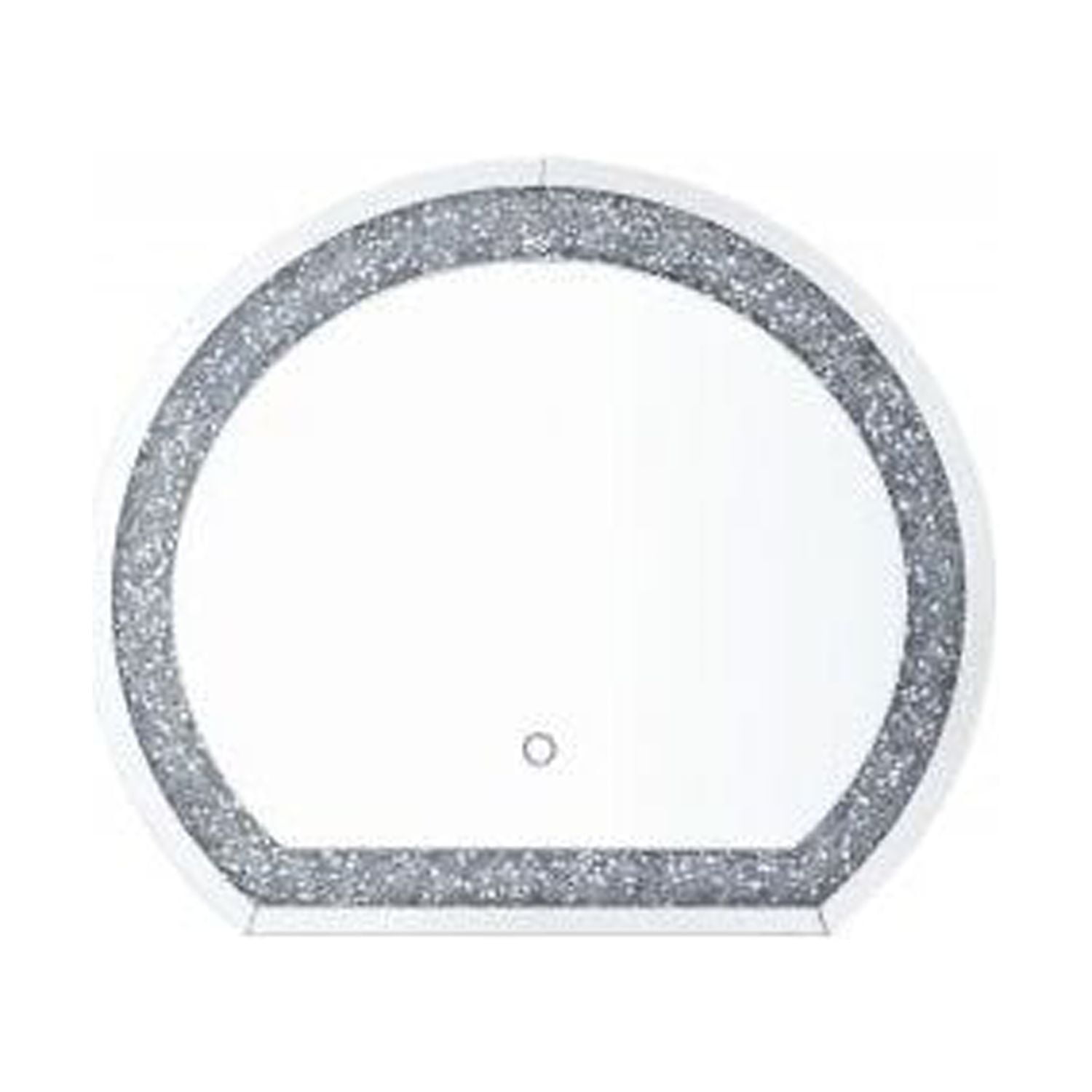 Elegant 26" Round Frameless LED Mirror with Faux Diamonds