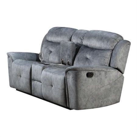 Acme Furniture 74 x 39 x 39 in. Mariana Loveseat Sofa with Console, Silver Gray Fabric