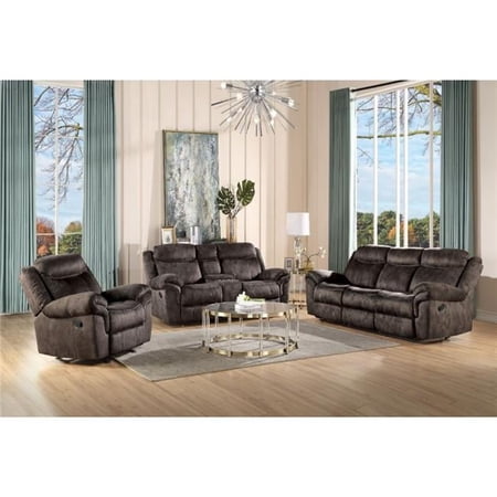 Acme Furniture 87 x 39 x 40 in. Zubaida Sofa with USB Port & Console, Two Tone Chocolate Velvet