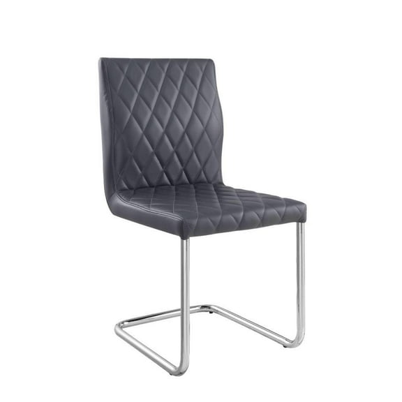 Acme Furniture ACME Ansonia Side Chair (Set-2), Gray PU & Chrome