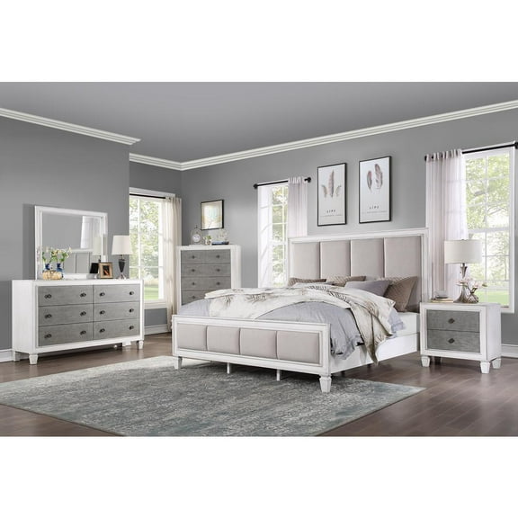 Acme Furniture ACME Katia Mirror, Rustic Gray & White Finish
