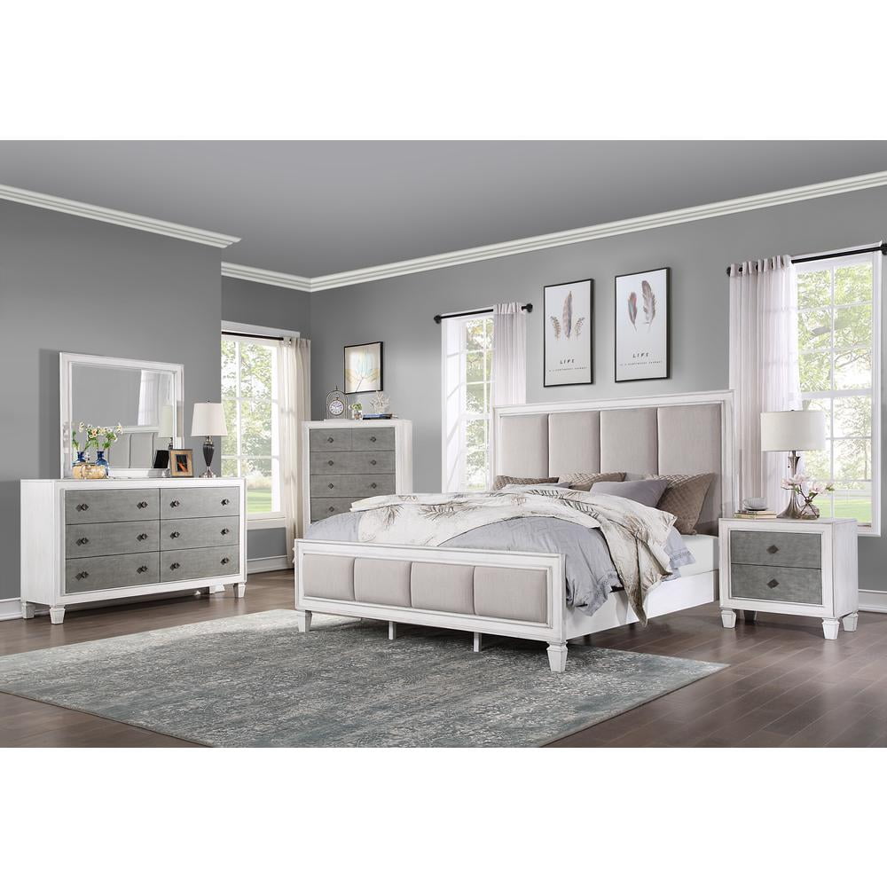 Katia Rustic Gray & Weathered White 2-Drawer Nightstand