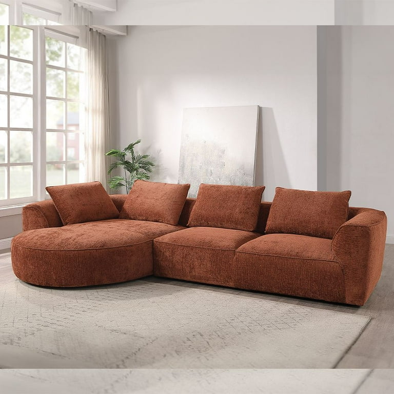 Acme Furniture Aceso Sectional Sofa - Rust Brown Chenille