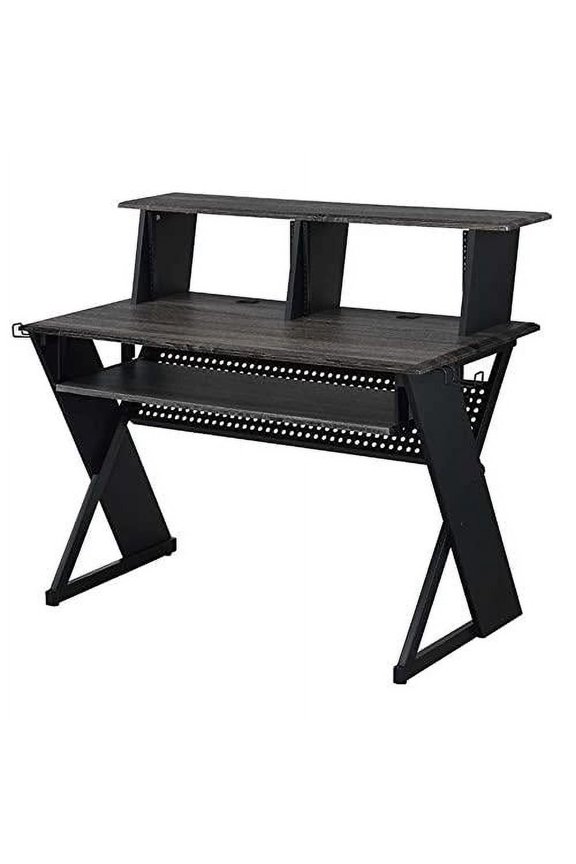 ACME Annette Wooden Music Desk with Shelves in Black Finish
