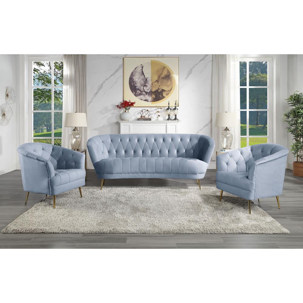 Emilliano 33" Gray Velvet and Wood Modern Accent Chair