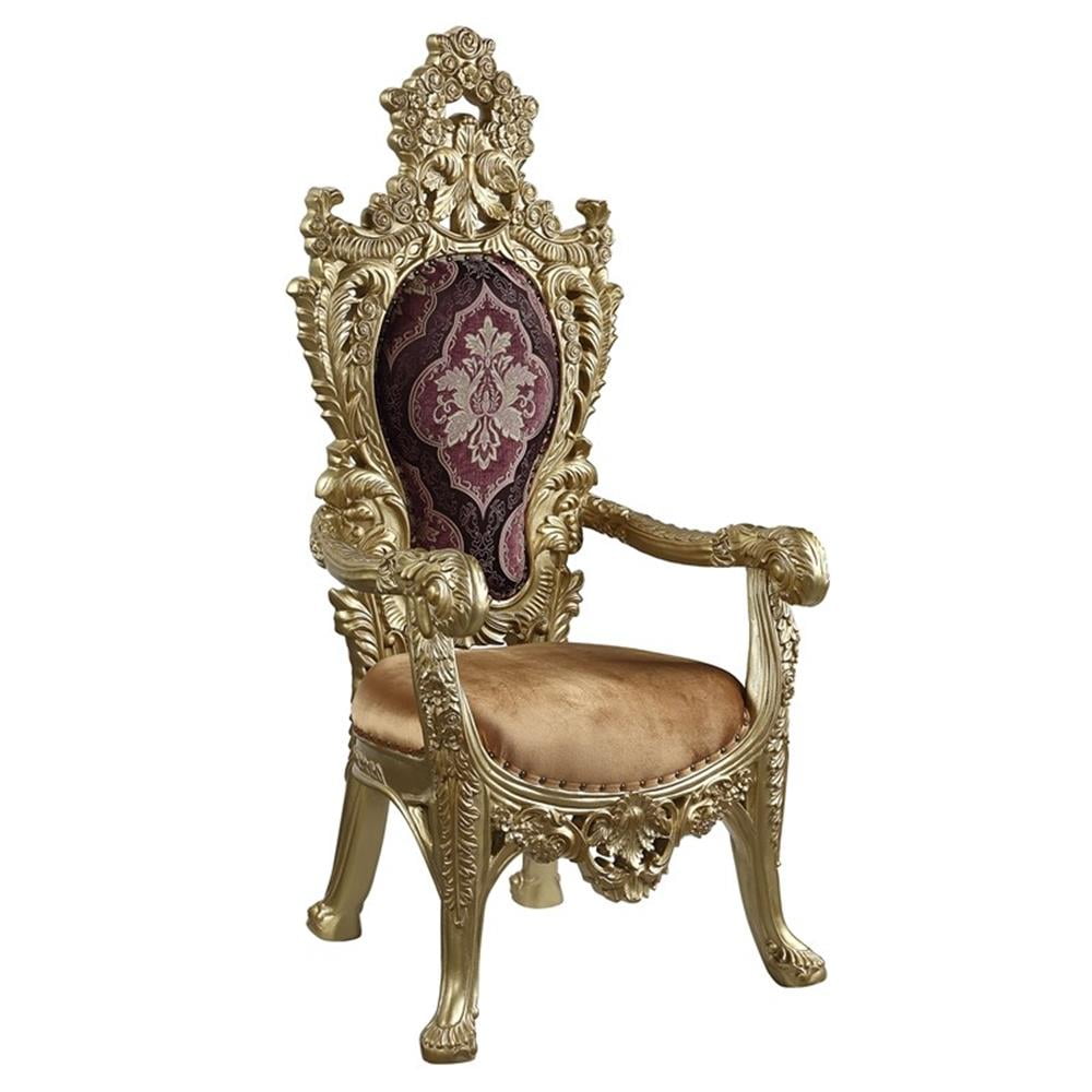 Bernadette Gold and Patterned Fabric Victorian Arm Chair Set